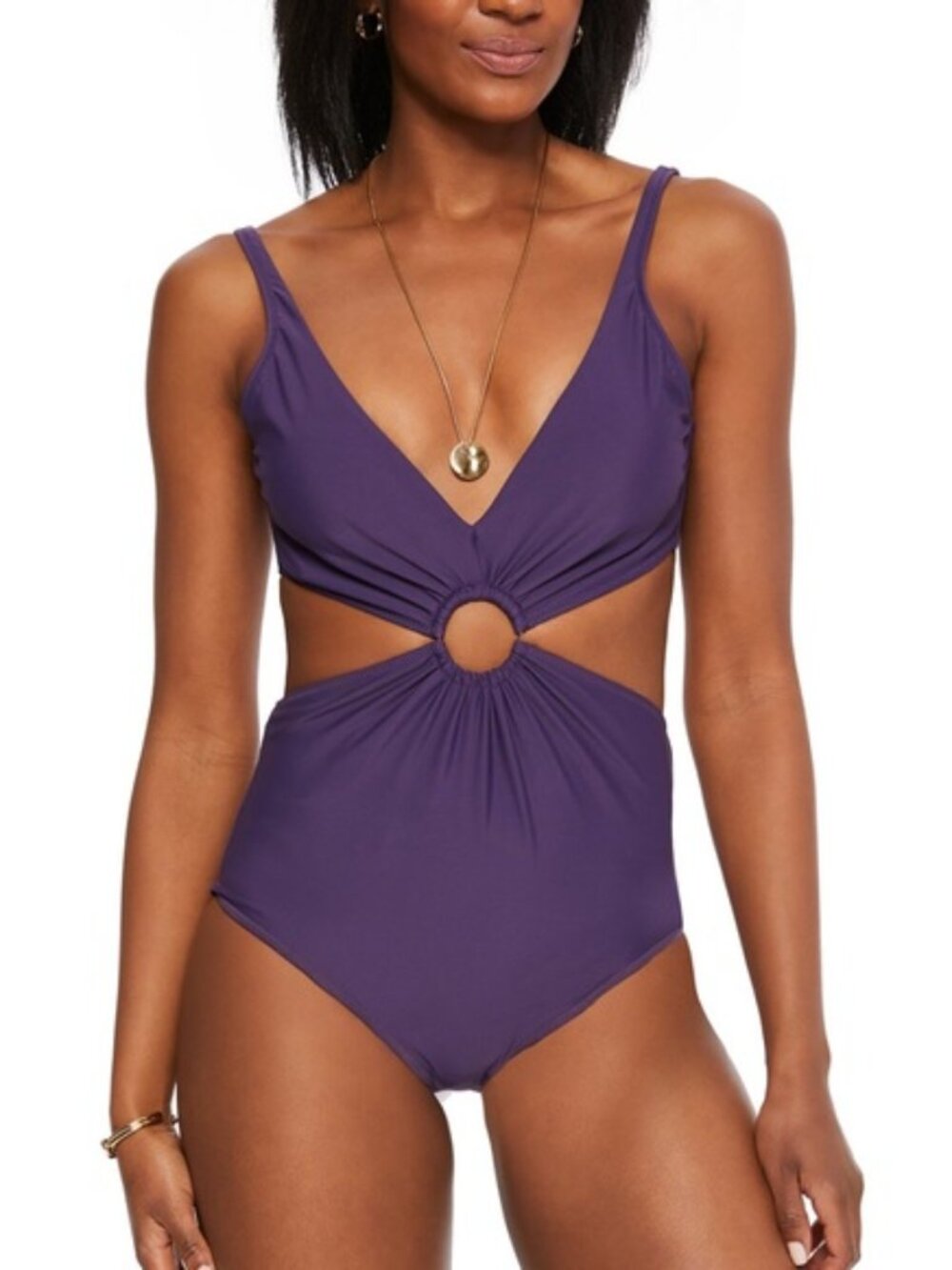 bar III Womens Ring Monokini One-Piece Swimsuit